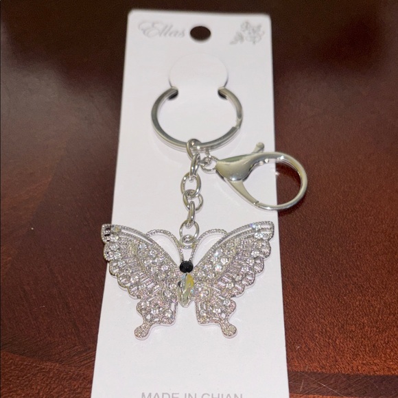 Ellie Accessories - Ellas Shimmering Silver Butterfly Purse Charm/Key Holder